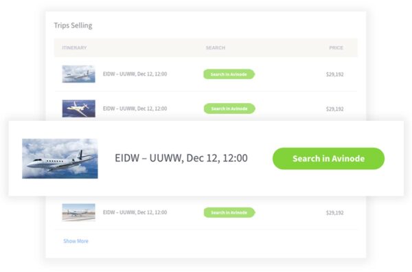 Avinode simplified UI trips selling search