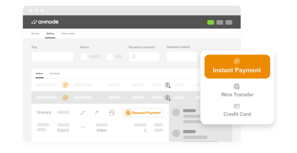 Paynode simplified UI with an instant payment box sticking out