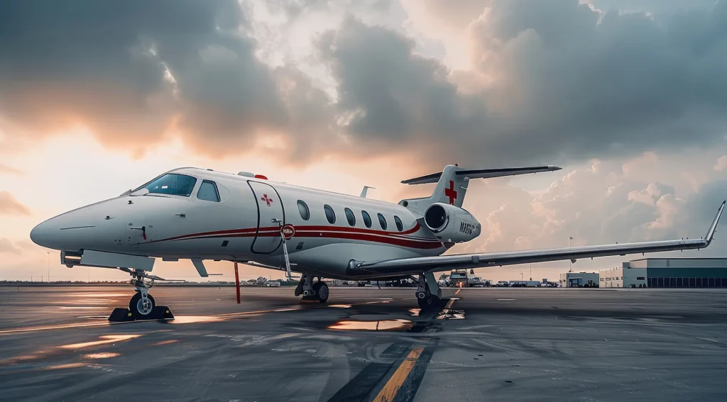 Air Ambulance, Medevac, on the tarmac.