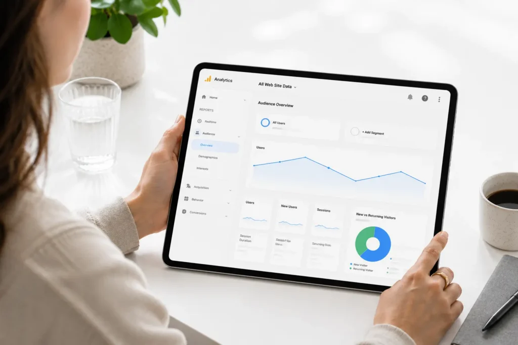 Mockup image of Google Analytics page.
