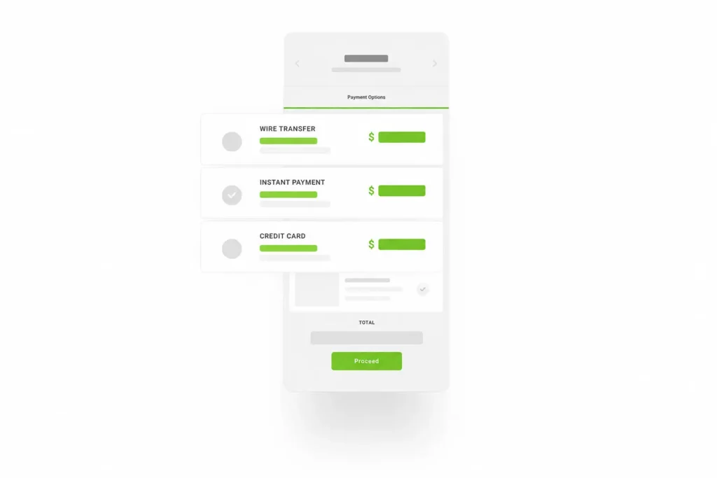 UI product image of Avinode integrated payments.