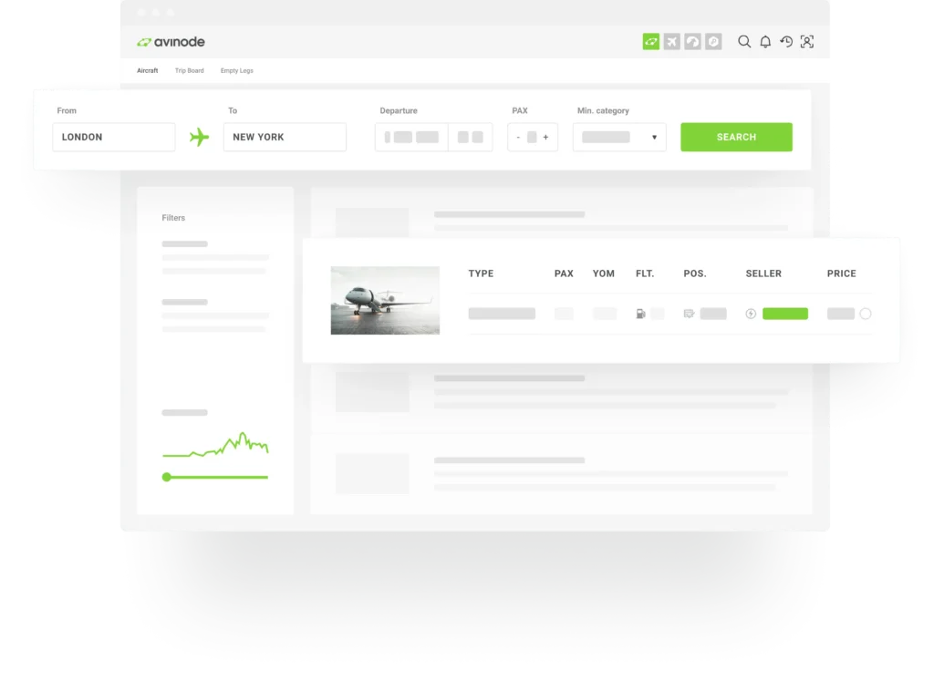 UI product image of Avinode Marketplace search on a desktop.